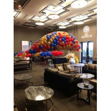 Helium balloon netting release gimmick